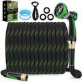 HORTICORA Garden Hose 150 ft, Non-Expandable Ultra-Lightweight Flexible Hose with 360° Dual-End Anti-Kink Design, 10-Pattern Spray Nozzle, 500 PSI Leak-Proof, 96-Strand Braided Fabric, Storage Strap
